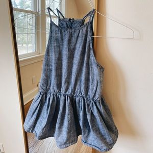 Denim sleeveless peplum blouse